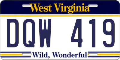 WV license plate DQW419