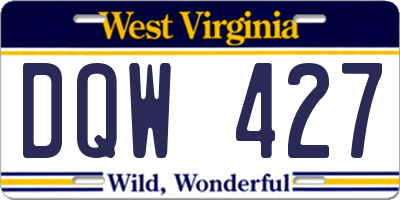 WV license plate DQW427