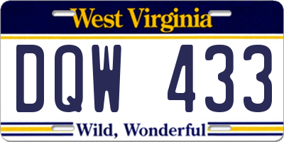 WV license plate DQW433