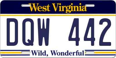 WV license plate DQW442