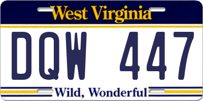 WV license plate DQW447