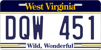 WV license plate DQW451