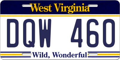 WV license plate DQW460