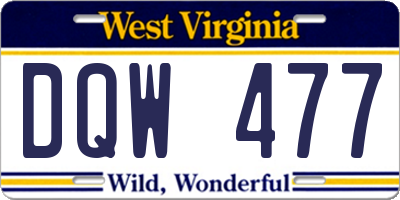 WV license plate DQW477