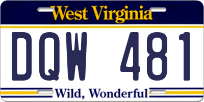 WV license plate DQW481