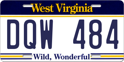 WV license plate DQW484