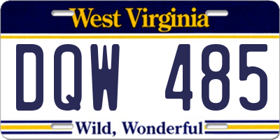 WV license plate DQW485