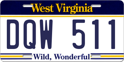 WV license plate DQW511