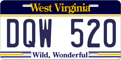 WV license plate DQW520