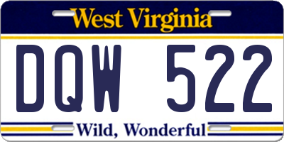 WV license plate DQW522