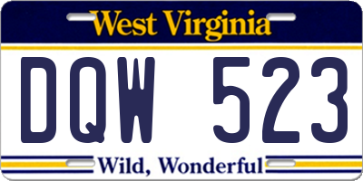 WV license plate DQW523