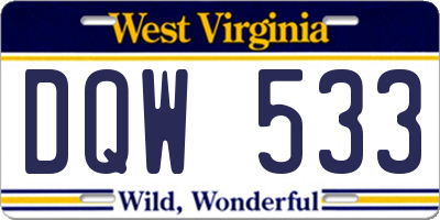 WV license plate DQW533