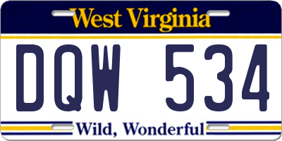 WV license plate DQW534