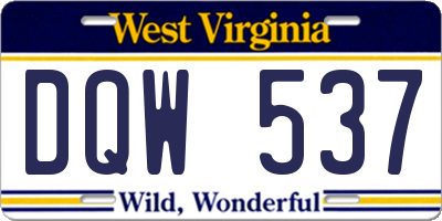WV license plate DQW537