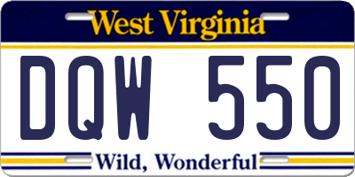 WV license plate DQW550