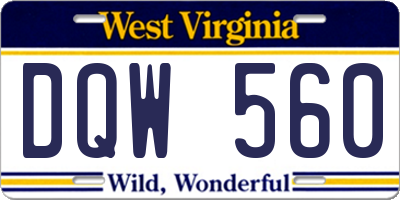 WV license plate DQW560