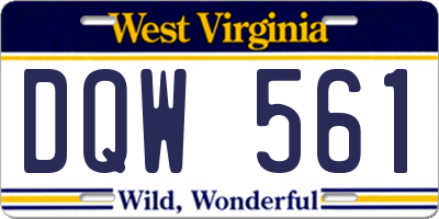 WV license plate DQW561