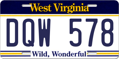 WV license plate DQW578