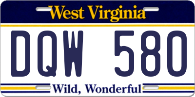 WV license plate DQW580