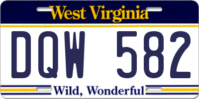 WV license plate DQW582