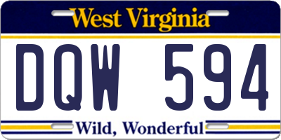 WV license plate DQW594
