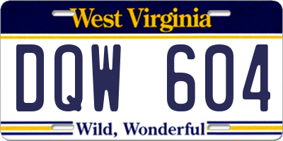 WV license plate DQW604