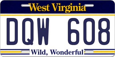 WV license plate DQW608