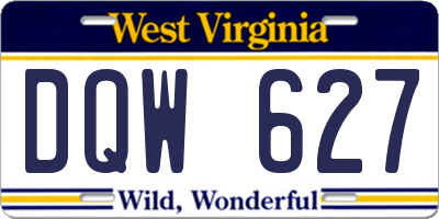 WV license plate DQW627