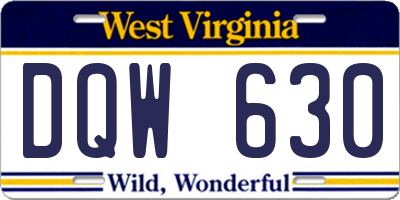 WV license plate DQW630