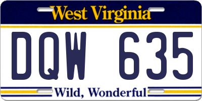 WV license plate DQW635