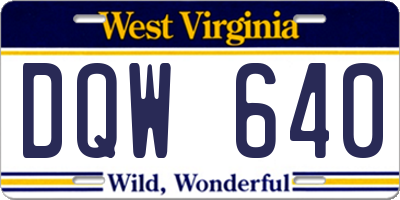 WV license plate DQW640