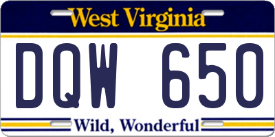 WV license plate DQW650