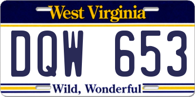 WV license plate DQW653
