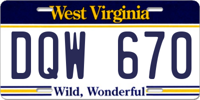 WV license plate DQW670