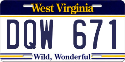 WV license plate DQW671