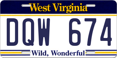 WV license plate DQW674