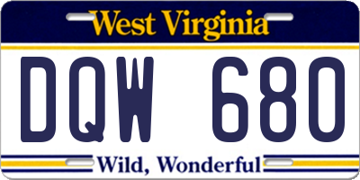 WV license plate DQW680