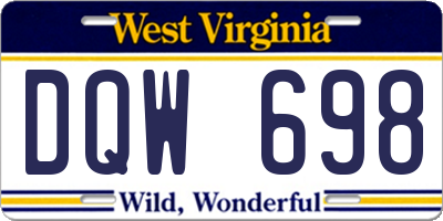 WV license plate DQW698