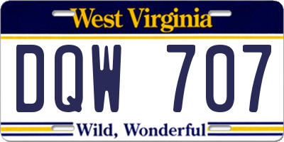 WV license plate DQW707