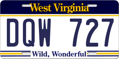 WV license plate DQW727