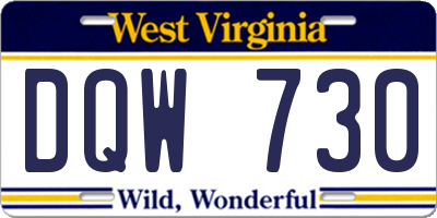 WV license plate DQW730