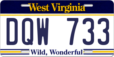WV license plate DQW733