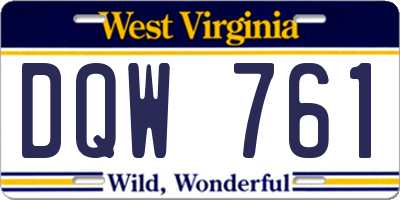 WV license plate DQW761