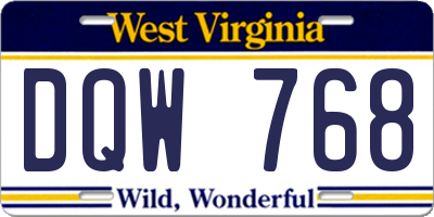 WV license plate DQW768