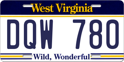WV license plate DQW780