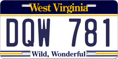 WV license plate DQW781