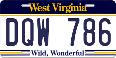 WV license plate DQW786