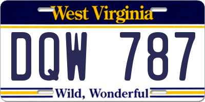 WV license plate DQW787