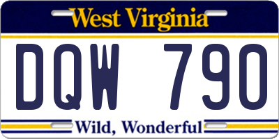 WV license plate DQW790