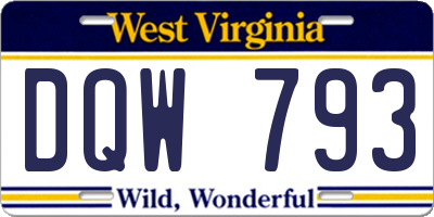 WV license plate DQW793